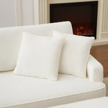 Upholstered Chaise Lounge Chair Indoor with Ottoman Boucle Chaise Lounge Fluffy, view 5