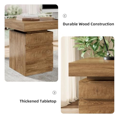 71-Inch Executive Desk, Wooden Office Desk with Storage, Oak Brown, view 8