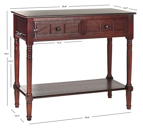 SAFAVIEH Furniture - Samantha 2-Drawer Console Table - Dark Cherry - Solid Wood - Classic Storage Design - Ideal for Entryway, Living Room, Hallway, 35.8"W x 13.8"D x 29.5"H (AMH5710D)