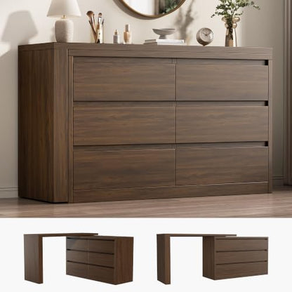 6 Drawer Double Dresser for Bedroom, L Shaped Modern Simply Chest of Drawers, view 2