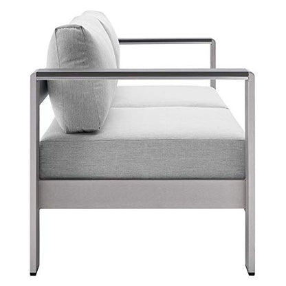 Shore Aluminum 3 Piece Outdoor Patio Furniture Set | Weatherproof | Sunbrella Cushions | Sofa, Loveseat, Coffee Table