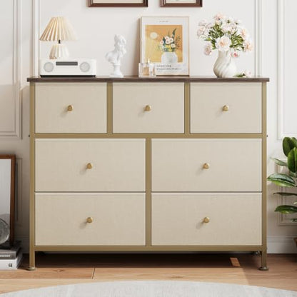 Fabric Dresser for Bedroom with 7 Drawers, Chest of Drawers, view 3
