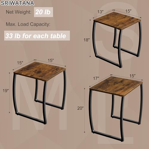 Nesting Tables, Vintage Side End Tables Living Room, Coffee Snack Table Set of 3, view 4