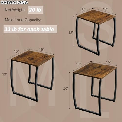Nesting Tables, Vintage Side End Tables Living Room, Coffee Snack Table Set of 3, view 4