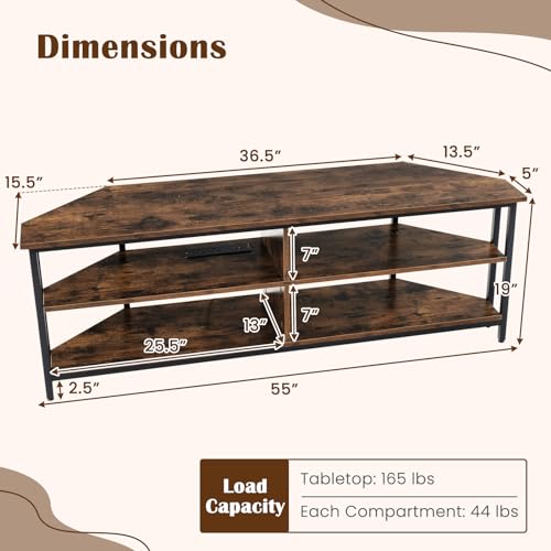 Corner TV Stand for TVs up to 65”, TV Console Table w/AC Outlets, USB A Ports, view 4