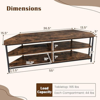 Corner TV Stand for TVs up to 65”, TV Console Table w/AC Outlets, USB A Ports, view 4