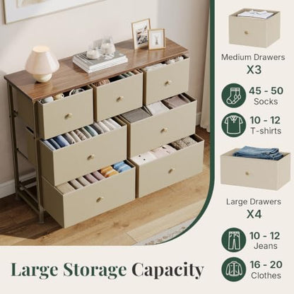 Fabric Dresser for Bedroom with 7 Drawers, Chest of Drawers, view 5