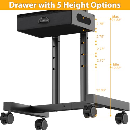 Rolling TV Stand with Drawer for 32-75 Inch TVs, Adjustable Storage Shelf, view 7