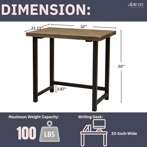 Pomona Compact Writing Desk, Natural, 32”x21”x30”, view 4