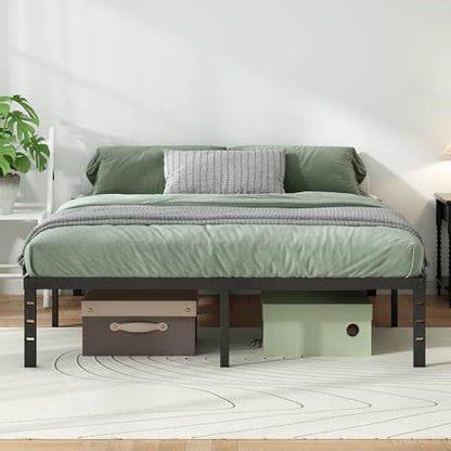 Heavy Duty Black Platform Bed Frame with Steel Support, view 7