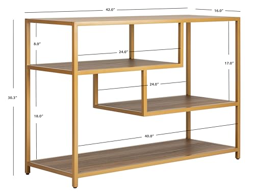 Safavieh Home Reese Mid-Century Modern Walnut and Gold Console Table