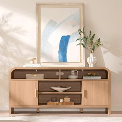 Entertainment Center, Curved TV Stand, FSC-Certified Wood, view 2