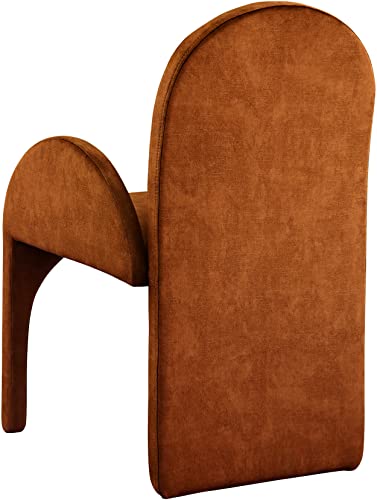Meridian Furniture 803Cognac-AC Summer Collection Modern | Contemporary Velvet Upholstered Dining Arm Chair with Steel Frame, 22" W x 22.5" D x 35.5" H, Cognac, Set of 2
