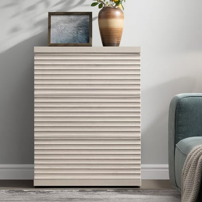Sideboard Cabinet with Storage, Modern Fluted Buffet Cabinet with 3 Large Drawers, Mid Century Entryway Cabinet for Living Room, Kitchen