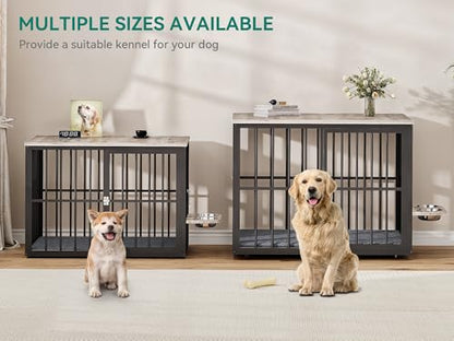 88.6" Double Dog Crate Furniture with Bowls & 3 Doors, view 6
