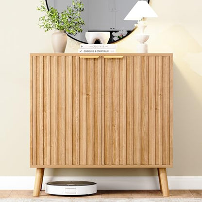 Fluted Storage Cabinet, Buffet Cabinet with Storage, view 2