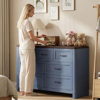 Farmhouse 7 Drawer Dresser for Bedroom, 47" Wide Modern Chest of Drawers, view 4