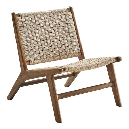 Saoirse Woven Rope Wood Accent Lounge Chair in Walnut Natural
