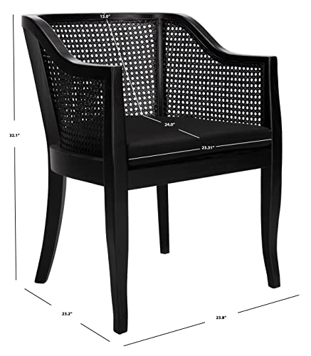 SAFAVIEH Furniture - Rina Cane Dining Chair - 17.1" Seat Height - Black - Rattan - Coastal Cane Design - Ideal for Dining Room, Kitchen - Fully Assembled (DCH9501C)