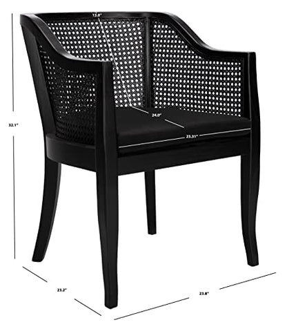 SAFAVIEH Furniture - Rina Cane Dining Chair - 17.1" Seat Height - Black - Rattan - Coastal Cane Design - Ideal for Dining Room, Kitchen - Fully Assembled (DCH9501C)