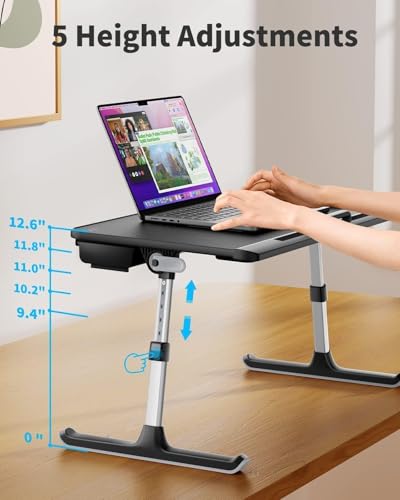 Laptop Bed Tray Table - Adjustable Lap Desk for Couch (Dark Black), view 6