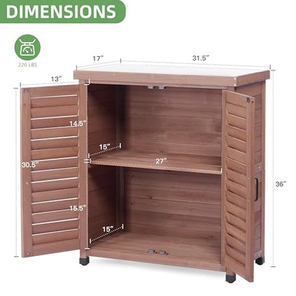 Outdoor Storage Cabinet with Metal Tabletop, Cedar Wood Garden Workstation | Metal Work Surface，Ample Storage Capacity，Natural Wood Construction，Garden Tool Organization，Patio & Garden Furniture