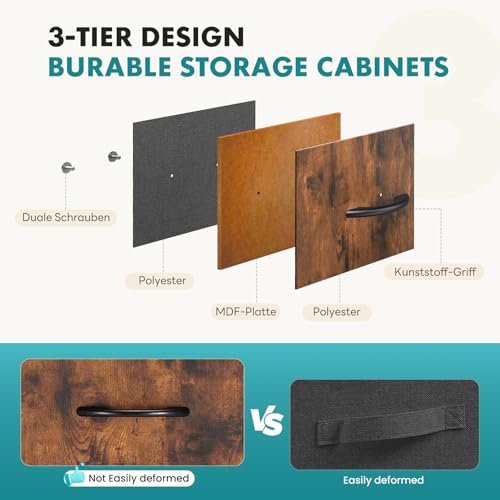 Dresser for Bedroom, 9 Storage Drawers, Wide Fabric Closet Chests Organizer Tower Furniture, TV Stand with Wooden Top Metal Frame for Clothes, Living Room, Hallway, Entryway, Rustic Brown