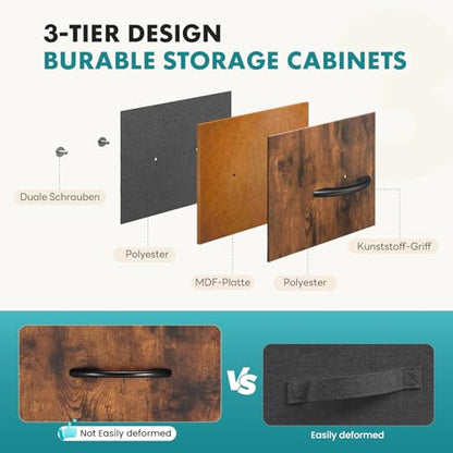 Dresser for Bedroom, 9 Storage Drawers, Wide Fabric Closet Chests Organizer Tower Furniture, TV Stand with Wooden Top Metal Frame for Clothes, Living Room, Hallway, Entryway, Rustic Brown