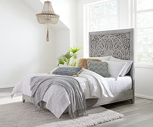 Solid-Wood Low-Profile Bed, Queen, Boho Chic - Washed White, view 2