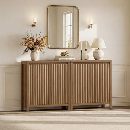 Sideboard Buffet Cabinet with Storage, Fluted Credenza Buffet Table, view 5