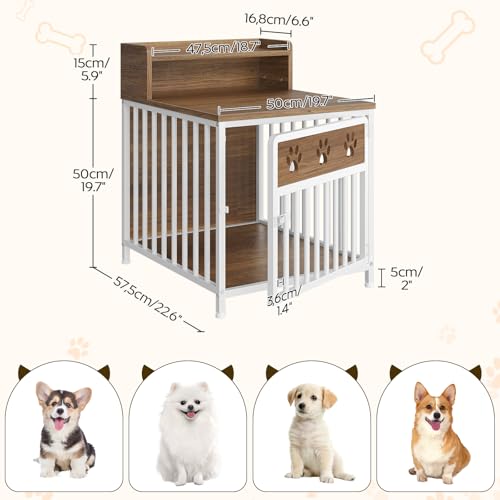 Dog Crate Furniture, Wooden Dog Kennel with Storage, Indoor Pet Crate End Table, view 8
