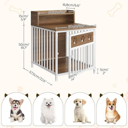 Dog Crate Furniture, Wooden Dog Kennel with Storage, Indoor Pet Crate End Table, view 8