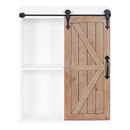 Cates Rustic Wall Cabinet; 22 x 28; White and Rustic Brown; Farmhouse Wall-Mounted Storage Cabinet