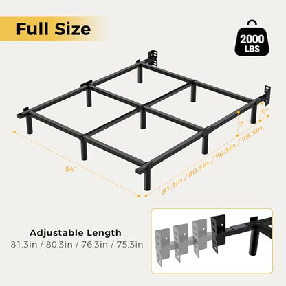Full Size Bed Frame, 7 Inch Heavy Duty Metal Base for Box Spring, 9 Legs, view 3