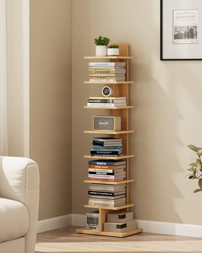 Book Shelf, Narrow Spine Bookshelf, 8-Tier Bookcase for Small Space, view 2