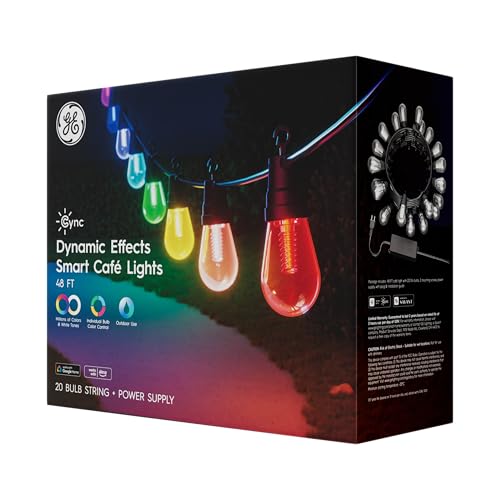 GE Dynamic Effects Smart Cafe Lights, Color Changing Patio String Lights, view 3