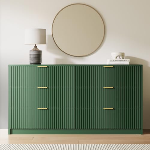 Green 6 Drawer Dresser for Bedroom, view 6