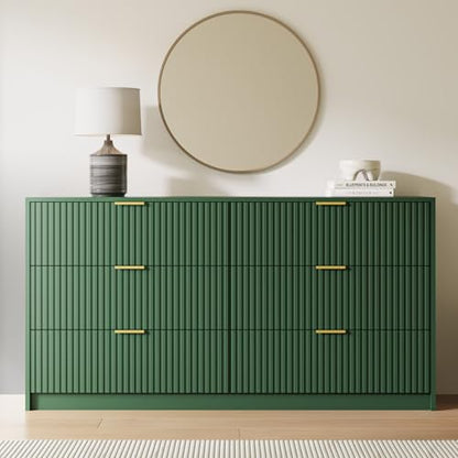 Green 6 Drawer Dresser for Bedroom, view 6