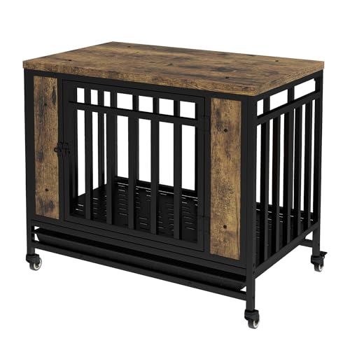 Farmhouse Dog Crate Furniture, 32.5 Inch Wooden Dog Kennel with Removable Tray, view 7