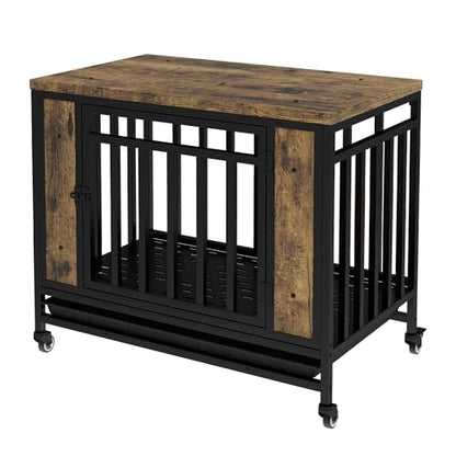 Farmhouse Dog Crate Furniture, 32.5 Inch Wooden Dog Kennel with Removable Tray, view 7