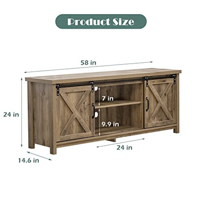 Farmhouse TV Stand with Sliding Barn Doors, view 3