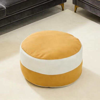 Unstuffed Moroccan Pouf Ottoman Foot Rest Cover Waterproof Pu Leather Small Ottoman with Storage Multifunctional Folding Pouf Cover for Living Room, Bedroom or Balcony ONLY Cover