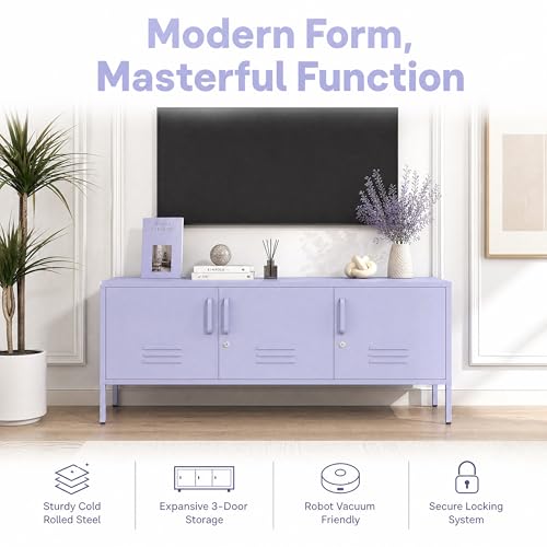 Purple Media TV Stand with Lock, view 4