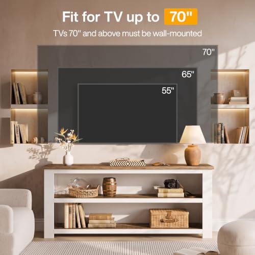 63" TV Stand for 55/65/75" TVs, Farmhouse Entertainment Center, view 5