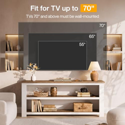 63" TV Stand for 55/65/75" TVs, Farmhouse Entertainment Center, view 5