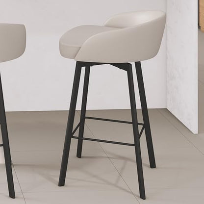 Cruz 26 in. Swivel Counter Stool - Cream Faux Leather/Black Metal