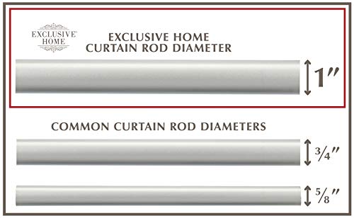 Duke 1" Curtain Rod and Coordinating Finial Set, Matte Silver, Adjustable 66"-120"