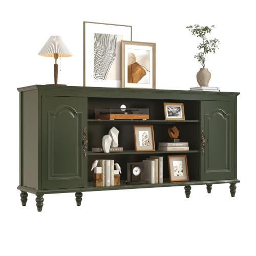 70" TV Stands for Living Room, Farmhouse TV Console, Vintage Green, view 8