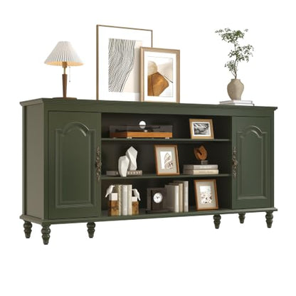 70" TV Stands for Living Room, Farmhouse TV Console, Vintage Green, view 8