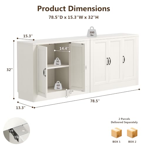 78.5" W Modern Buffet Cabinet, view 3